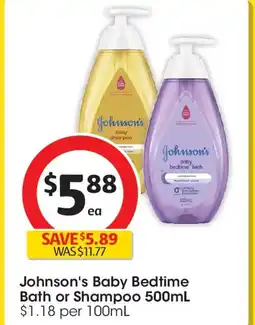Coles Johnson's baby bedtime bath or shampoo offer