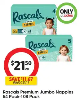 Coles Rascals premium jumbo nappies offer