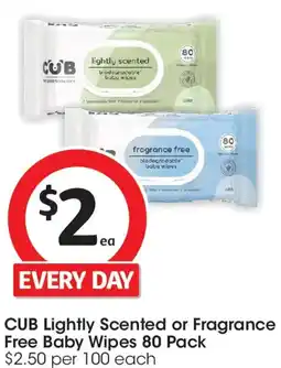 Coles Cub lightly scented or fragrance free baby wipes offer