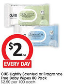 Coles Cub lightly scented or fragrance free baby wipes offer