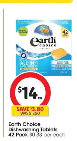 Coles Earth choice dishwashing tablets offer