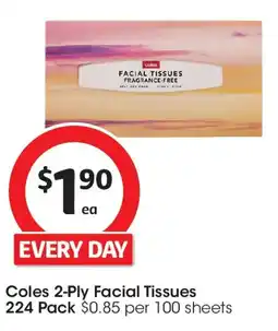 Coles Coles 2-ply facial tissues offer