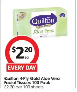 Coles Quilton 4-ply gold aloe vera facial tissues offer