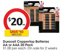 Coles Duracell coppertop batteries aa or aaa offer