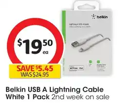 Coles Belkin usb a lightning cable white offer
