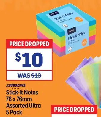 Stick-it notes 76 x 76mm assorted ultra