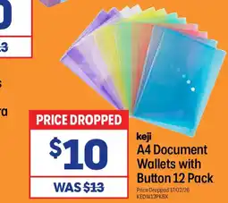 Officeworks Keji a4 document wallets with button offer