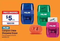 Officeworks Compact 2 hole sharpener eraser offer