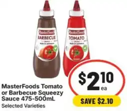 IGA Masterfoods tomato or barbecue squeezy sauce offer