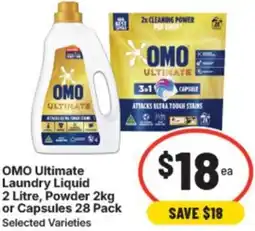 IGA Omo ultimate laundry liquid , powder or capsules offer