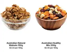 IGA Australian natural walnuts and australian healthy mix offer