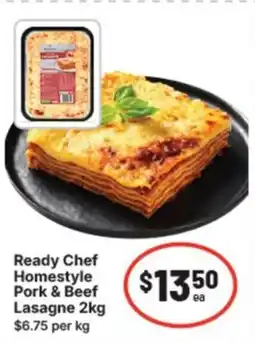 IGA Ready chef homestyle pork & beef lasagne offer