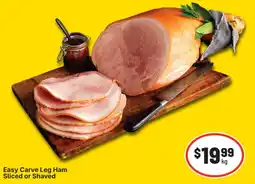 IGA Easy carve leg ham sliced or shaved offer