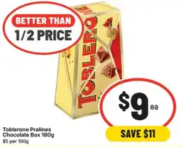 IGA Toblerone pralines chocolate box offer