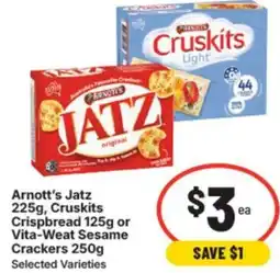 IGA Arnott's jatz, cruskits crispbread or vita-weat sesame crackers offer