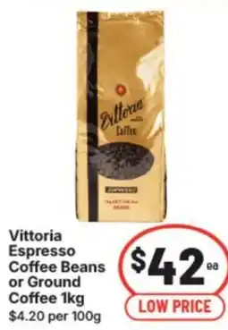 IGA Vittoria espresso coffee beans or ground coffee offer
