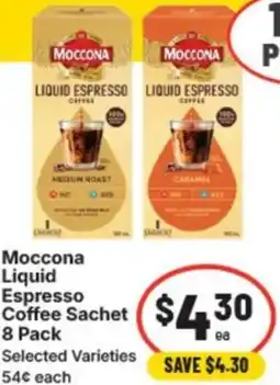 IGA Moccona liquid espresso liquid espresso coffee sachet offer