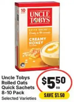 IGA Uncle tobys rolled oats quick sachets offer