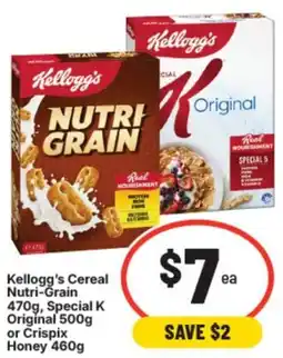 IGA Kellogg's cereal nutri-grain , special k original or crispix honey offer