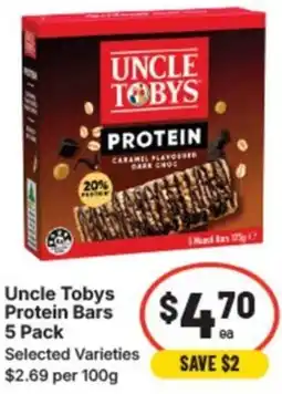 IGA Uncle tobys protein bars offer