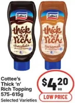 IGA Cottee's thick 'n' rich topping offer
