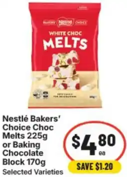 IGA Nestlé bakers' choice choc melts or baking chocolate block offer