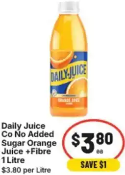 IGA Daily juice co no added sugar orange juice +fibre offer