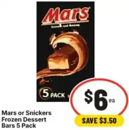 IGA Mars or snickers frozen dessert bars offer