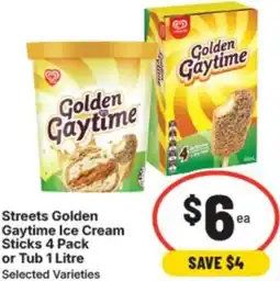IGA Streets golden gaytime ice cream sticks or tub offer