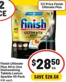 IGA Finish ultimate plus all in one dishwashing tablets lemon sparkle offer