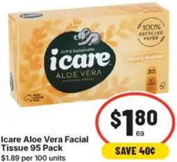 IGA Icare aloe vera facial tissue offer