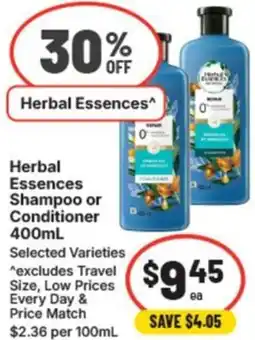 IGA Herbal essences shampoo or conditioner offer