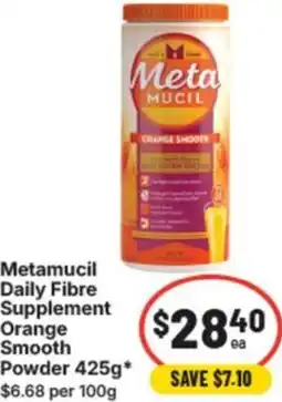 IGA Metamucil daily fibre supplement orange smooth powder offer