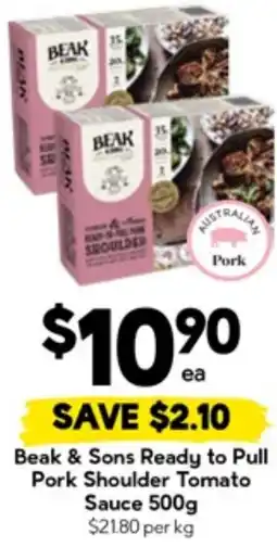 Drakes Beak & sons ready to pull pork shoulder tomato sauce offer