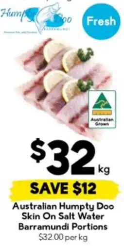 Drakes Australian humpty doo skin on salt water barramundi portions offer