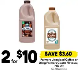 Drakes Farmers union iced coffee or dairy farmers classic flavoured milk offer