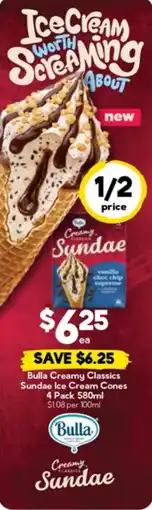 Drakes Bulla creamy classics sundae ice cream cones offer