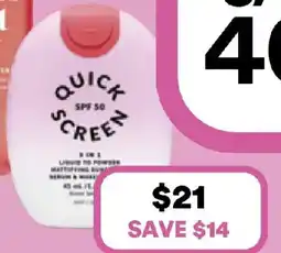 Priceline The quick flick quick screen spf 50 mattifying sunscreen serum & makeup primer offer
