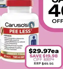 Priceline Caruso's natural health pee less offer