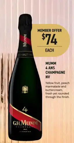 Dan Murphy's Mumm 4 ans champagne nv offer