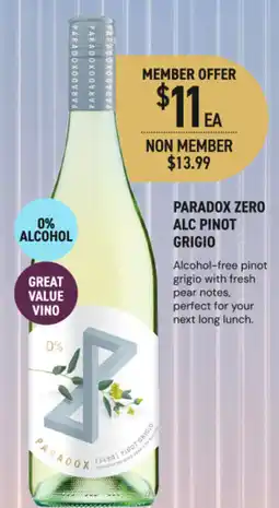 Dan Murphy's Paradox zero alc pinot grigio offer