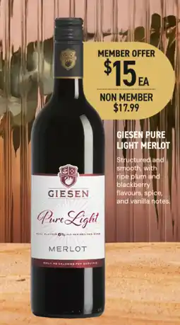 Dan Murphy's Giesen pure light merlot offer