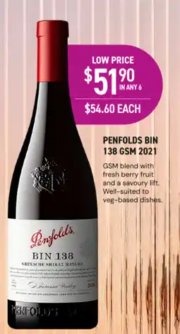 Dan Murphy's Penfolds bin 138 gsm 2021 offer