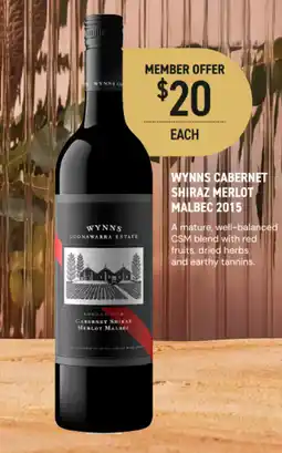 Dan Murphy's Wynns cabernet shiraz merlot malbec offer