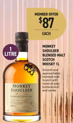 Dan Murphy's Monkey shoulder blended malt scotch whisky offer