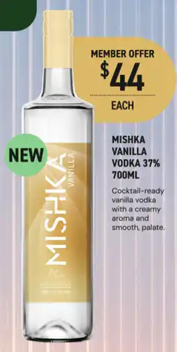 Dan Murphy's Mishka vanilla vodka 37% offer