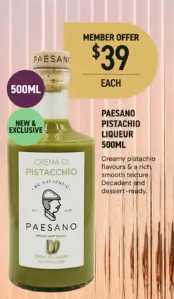 Dan Murphy's Paesano pistachio liqueur offer