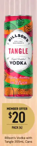 Dan Murphy's Billson's vodka with tangle cans offer