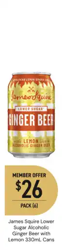 Dan Murphy's James squire lower sugar alcoholic ginger beer with lemon cans offer