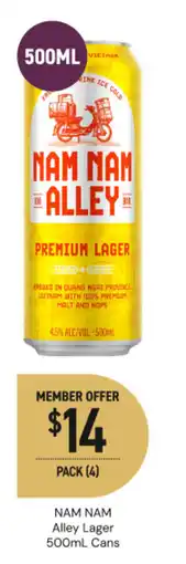 Dan Murphy's Nam nam alley lager cans offer